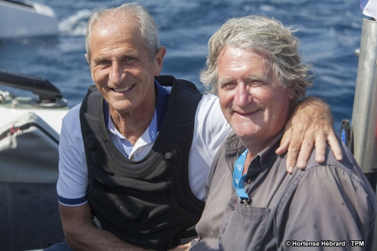 Hubert Falco avec le navigateur Olivier de Kersauson