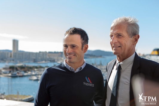 Franck Cammas (skipper Groupama Team France) et Hubert Falco