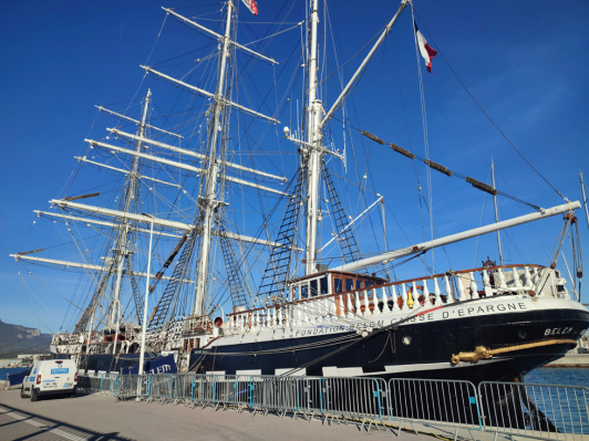 Le Belem en chantier à La Seyne en novembre 2023