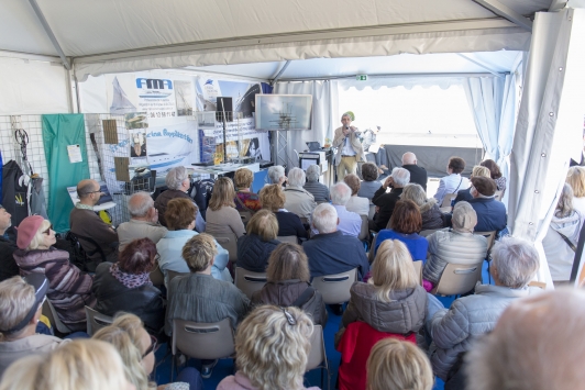 Conférence de Laurent Da Rold, maître d'oeuvre de l'Hermione, sur le stand de Riviera Yachting Network