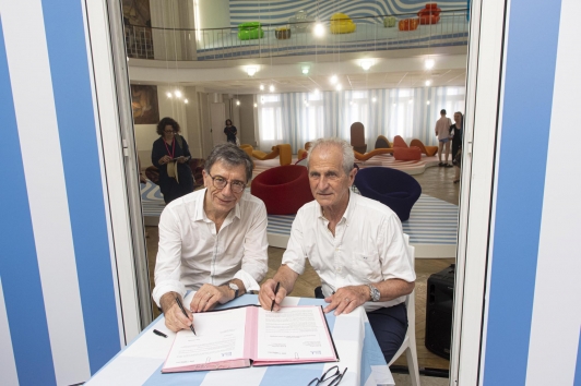 Serge Lasvignes, président du Centre Pompidou et Hubert Falco, président de TPM, se sont engagés pour 3 ans