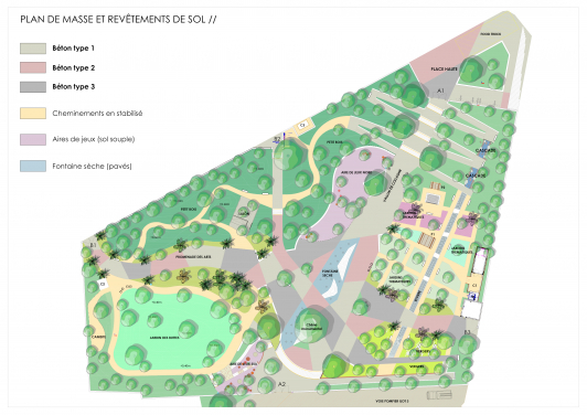 Futur parc la Loubière à Toulon - plan des revêtements ©VAD