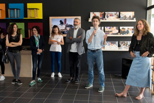 Exposition Manufacto au collège Marcel Rivière en présence de Jean-Pierre Blanc