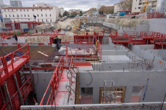 Les murs du rez-de-chaussée du futur Palais de la connaissance/Kedge