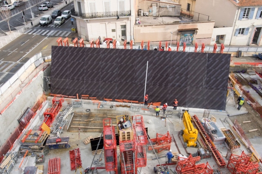 L'outil mur incliné qui va "soutenir" la façade est de l'ESAD