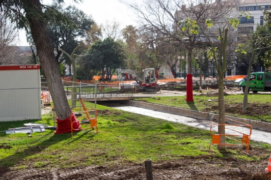 Installation du chantier du jardin Alexandre 1er 