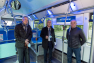 Présentation bus hybrides H. Falco, président TPM, Y. Chenevard, vice-président TPM, Thierry Durand, directeur du réseau Mistral