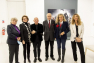 Vernissage de l'exposition : Jacqueline Franjou, Marie-France Marchand-Baylet, épouse de Laurent Fabius, Gérard Rancinan, Laurent Fabius, Nathalie Bicais et Caroline Gaudriault